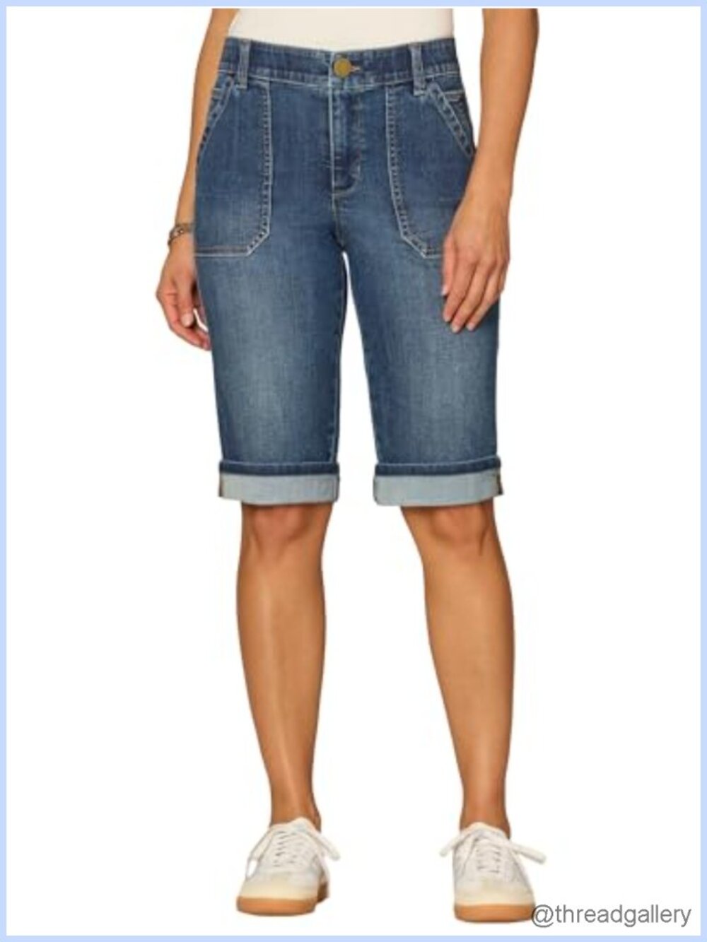 Democracy Womens Ab Solution Bermuda Denim Shorts High Rise Utility